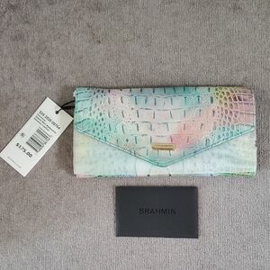 NWT Brahmin Veronica Mini Melbourne Embossed Leather Wallet In Gelato colorway